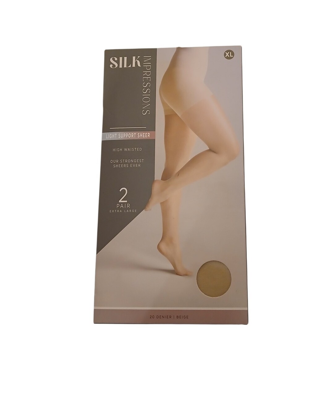 Silk Reflections Beige Light Support Sheer Pantyhose XL